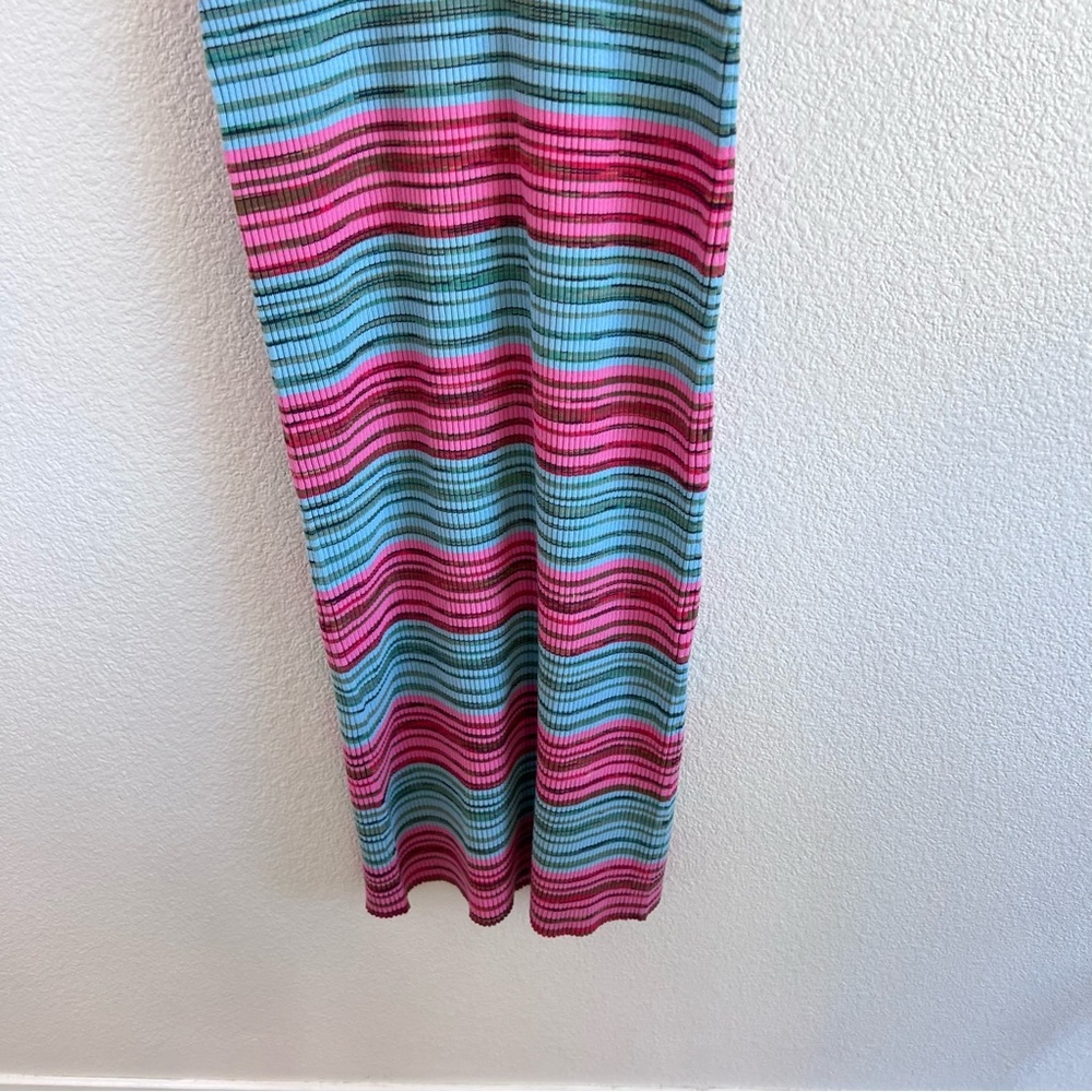 Derek Lam 10 Crosby Cianna Striped Ribbed Cotton Blend Polo Collar Sweater Dress - Picture 5 of 12